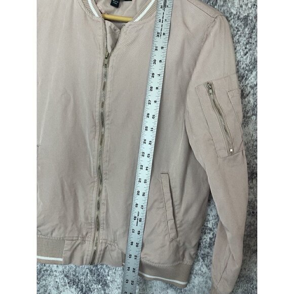 Harlowe & Graham Soft Blush Pink Varsity Jacket lightweight Tencel Womens Sz XS - Picture 6 of 12